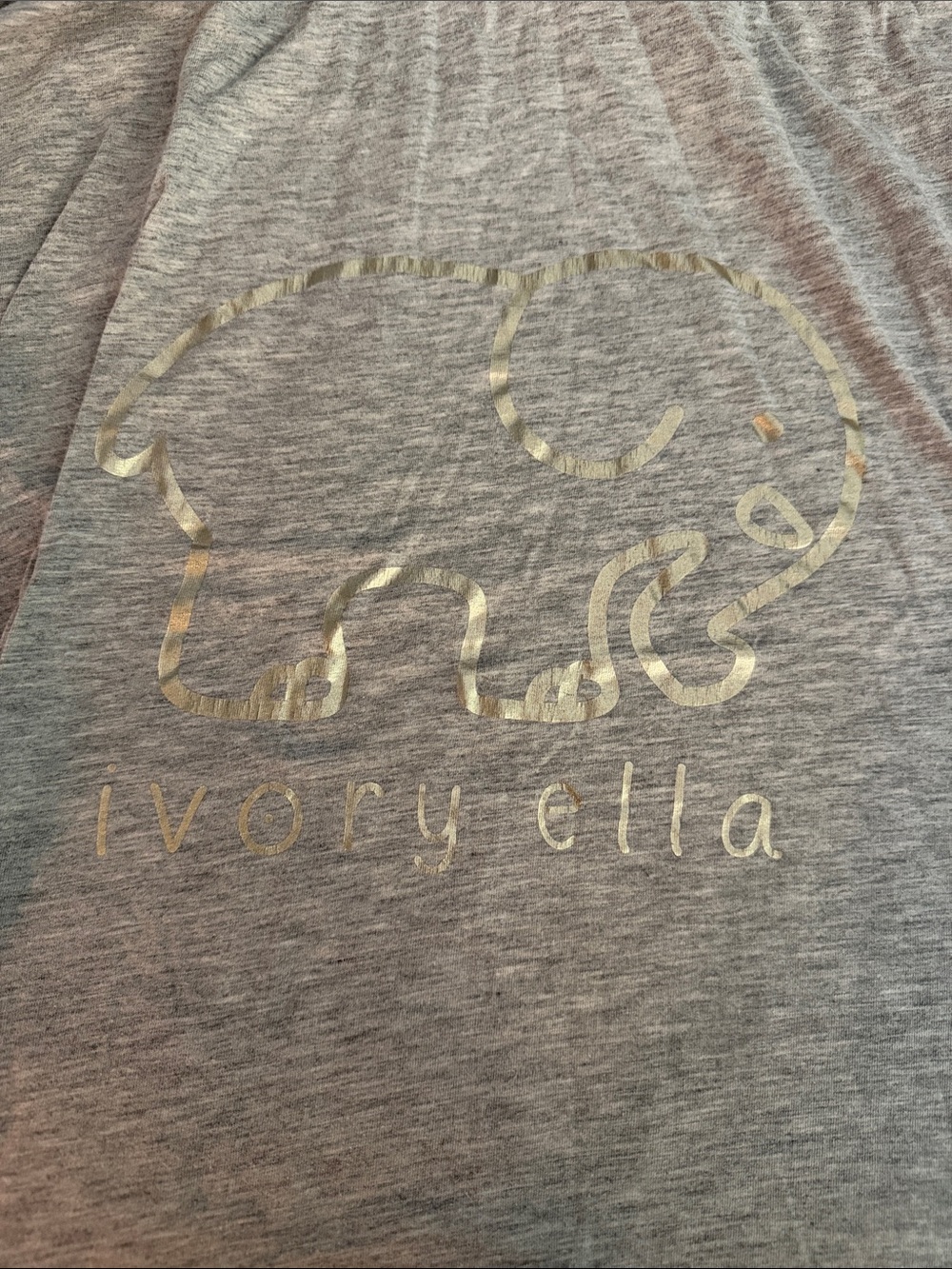 ivory ella Heather Gray long sleeve with Metallic Gold Elephant